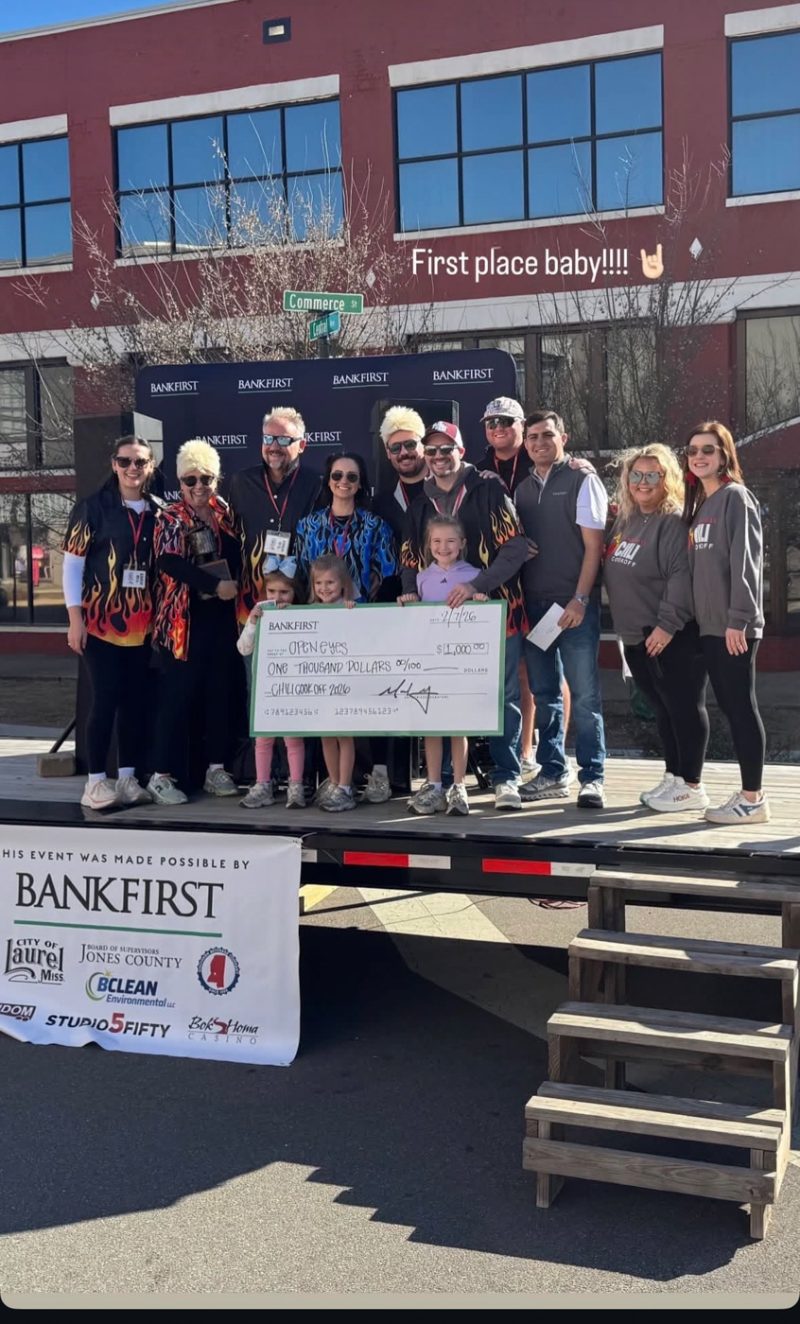 Open Eyes supporters presenting a donation check